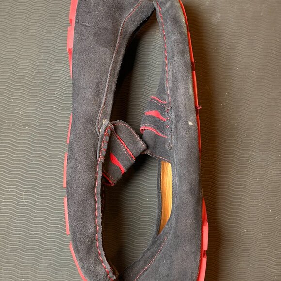 Public Opinion Men's Black Suede Driving Loafers Red Stitching US 14M - Picture 2 of 6